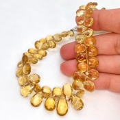 Beer Quartz 7-13mm Briolette Pear Shape AA+ Grade Gemstone Beads Strand - Total 1 Strand of 8 Inch.
