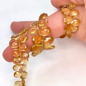 Beer Quartz 7-13mm Briolette Pear Shape AA+ Grade Gemstone Beads Strand - Total 1 Strand of 8 Inch.