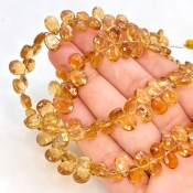 Beer Quartz 7-10mm Briolette Pear Shape AAA Grade Gemstone Beads Strand - Total 1 Strand of 9 Inch.