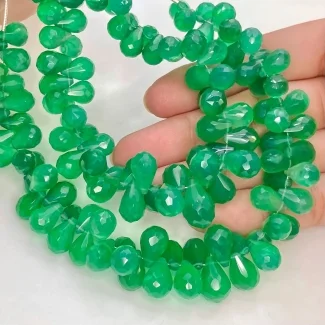 Green Onyx 10-12mm Briolette Drop Shape AAA Grade Gemstone Beads Strand - Total 1 Strand of 8 Inch.