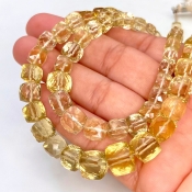 Lemon Quartz 5-9.5mm Faceted Cube Shape AA Grade Gemstone Beads Lot - Total 2 Strands of 11 Inch.