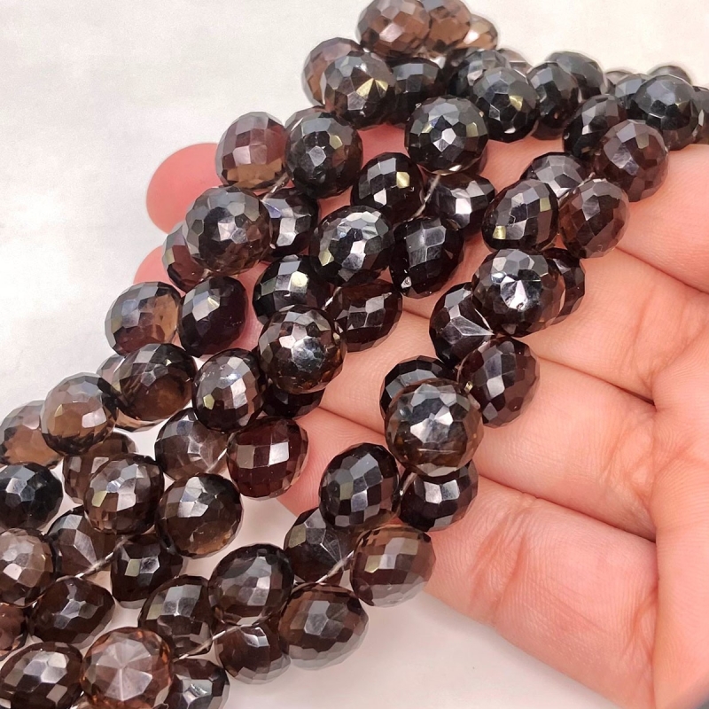 Smoky Quartz 7-10mm Briolette Onion Shape AAA Grade Gemstone Beads Strand - Total 1 Strand of 8 Inch.