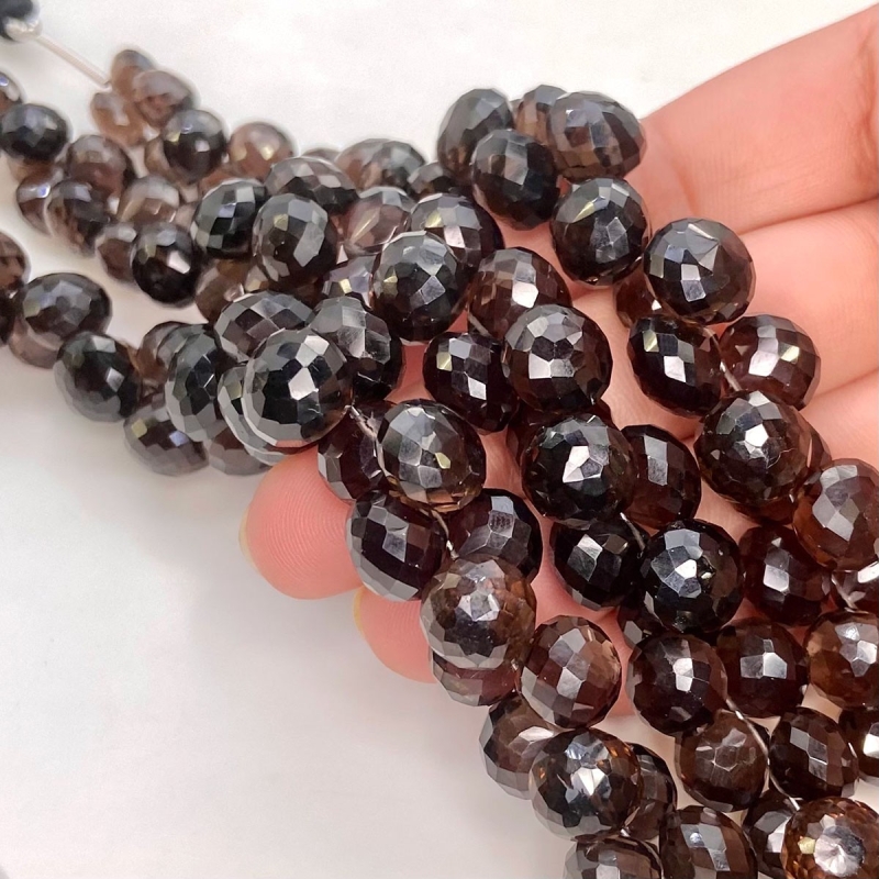 Smoky Quartz 7-10mm Briolette Onion Shape AAA Grade Gemstone Beads Strand - Total 1 Strand of 8 Inch.