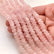 Rose Quartz 8-8.5mm Smooth Rondelle Shape A Grade Gemstone Beads Lot - Total 6 Strands of 13 Inch.