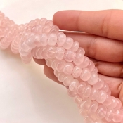 Rose Quartz 8-8.5mm Smooth Rondelle Shape A Grade Gemstone Beads Lot - Total 6 Strands of 13 Inch.