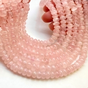 Rose Quartz 8-8.5mm Smooth Rondelle Shape A Grade Gemstone Beads Lot - Total 6 Strands of 13 Inch.