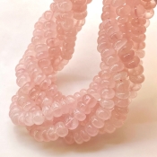Rose Quartz 8-8.5mm Smooth Rondelle Shape A Grade Gemstone Beads Lot - Total 6 Strands of 13 Inch.