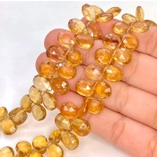 Beer Quartz 9-11mm Briolette Pear Shape AAA Grade Gemstone Beads Strand - Total 1 Strand of 9 Inch.