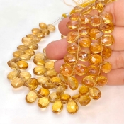Beer Quartz 9-11mm Briolette Pear Shape AAA Grade Gemstone Beads Strand - Total 1 Strand of 9 Inch.