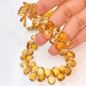 Beer Quartz 9-11mm Briolette Pear Shape AAA Grade Gemstone Beads Strand - Total 1 Strand of 9 Inch.