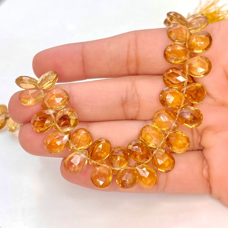 Beer Quartz 9-11mm Briolette Pear Shape AAA Grade Gemstone Beads Strand - Total 1 Strand of 9 Inch.