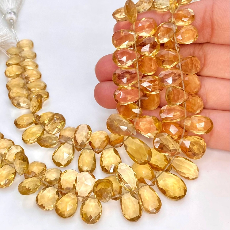 Beer Quartz 9-16mm Briolette Pear Shape AA+ Grade Gemstone Beads Strand - Total 1 Strand of 8 Inch.