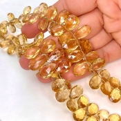 Beer Quartz 9-16mm Briolette Pear Shape AA+ Grade Gemstone Beads Strand - Total 1 Strand of 8 Inch.