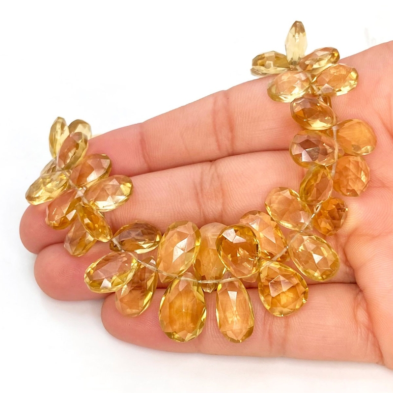 Beer Quartz 9-16mm Briolette Pear Shape AA+ Grade Gemstone Beads Strand - Total 1 Strand of 8 Inch.