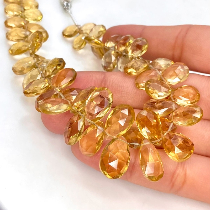 Beer Quartz 9-16mm Briolette Pear Shape AA+ Grade Gemstone Beads Strand - Total 1 Strand of 8 Inch.