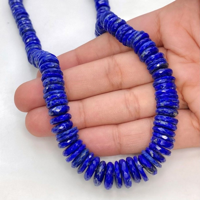 Lapis Lazuli 8-11mm Faceted Wheel Shape AAA Grade Gemstone Beads Strand - Total 1 Strand of 16 Inch.