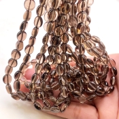 Smoky Quartz 7-9mm Smooth Oval Shape AA+ Grade Gemstone Beads Lot - Total 8 Strands of 15 Inch.