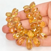 Beer Quartz 9-16mm Briolette Pear Shape AA+ Grade Gemstone Beads Strand - Total 1 Strand of 8 Inch.