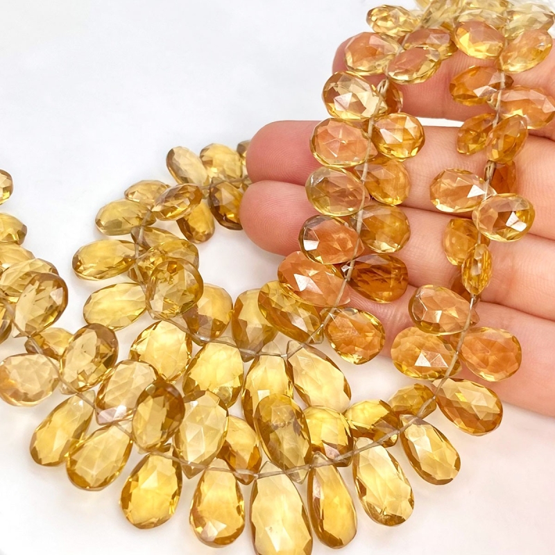 Beer Quartz 9-16mm Briolette Pear Shape AA+ Grade Gemstone Beads Strand - Total 1 Strand of 8 Inch.