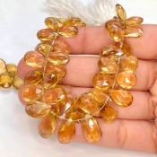 Beer Quartz 9-16mm Briolette Pear Shape AA+ Grade Gemstone Beads Strand - Total 1 Strand of 8 Inch.