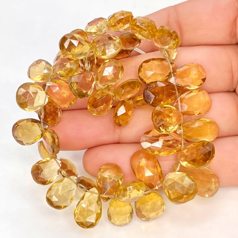Beer Quartz 9-16mm Briolette Pear Shape AA+ Grade Gemstone Beads Strand - Total 1 Strand of 8 Inch.
