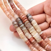 Multi Moonstone 8-9mm Smooth Wheel Shape AA Grade Gemstone Beads Strand - Total 1 Strand of 13 Inch.