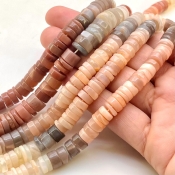 Multi Moonstone 8-9mm Smooth Wheel Shape AA Grade Gemstone Beads Strand - Total 1 Strand of 13 Inch.