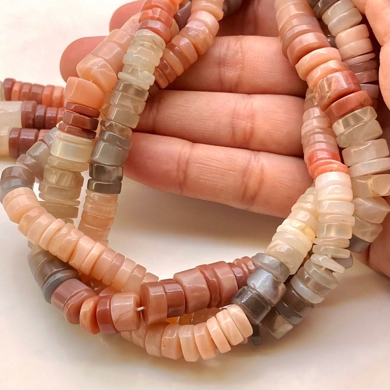 Multi Moonstone 8-9mm Smooth Wheel Shape AA Grade Gemstone Beads Strand - Total 1 Strand of 13 Inch.