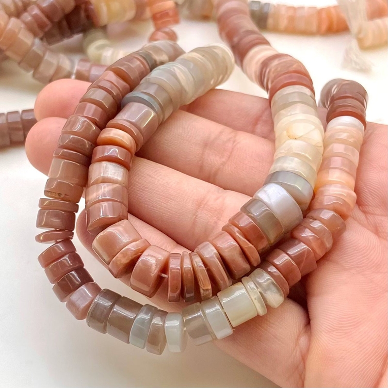 Multi Moonstone 8-9mm Smooth Wheel Shape AA Grade Gemstone Beads Strand - Total 1 Strand of 13 Inch.