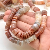 Multi Moonstone 8-9mm Smooth Wheel Shape AA Grade Gemstone Beads Strand - Total 1 Strand of 13 Inch.