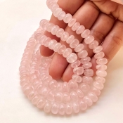 Rose Quartz 8-8.5mm Smooth Rondelle Shape A Grade Gemstone Beads Lot - Total 6 Strands of 13 Inch.
