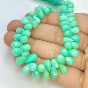 Chrysoprase 7-10mm Briolette Drop Shape AA Grade Gemstone Beads Strand - Total 1 Strand of 8 Inch.