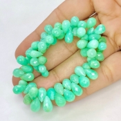 Chrysoprase 7-10mm Briolette Drop Shape AA Grade Gemstone Beads Strand - Total 1 Strand of 8 Inch.