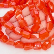 Carnelian 10-14mm Step Cut Nugget Shape AA+ Grade Gemstone Beads Strand - Total 1 Strand of 16 Inch.
