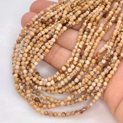 Jasper 2.5-3mm Faceted Round Shape AA Grade Gemstone Beads Strand - Total 1 Strand of 14 Inch.