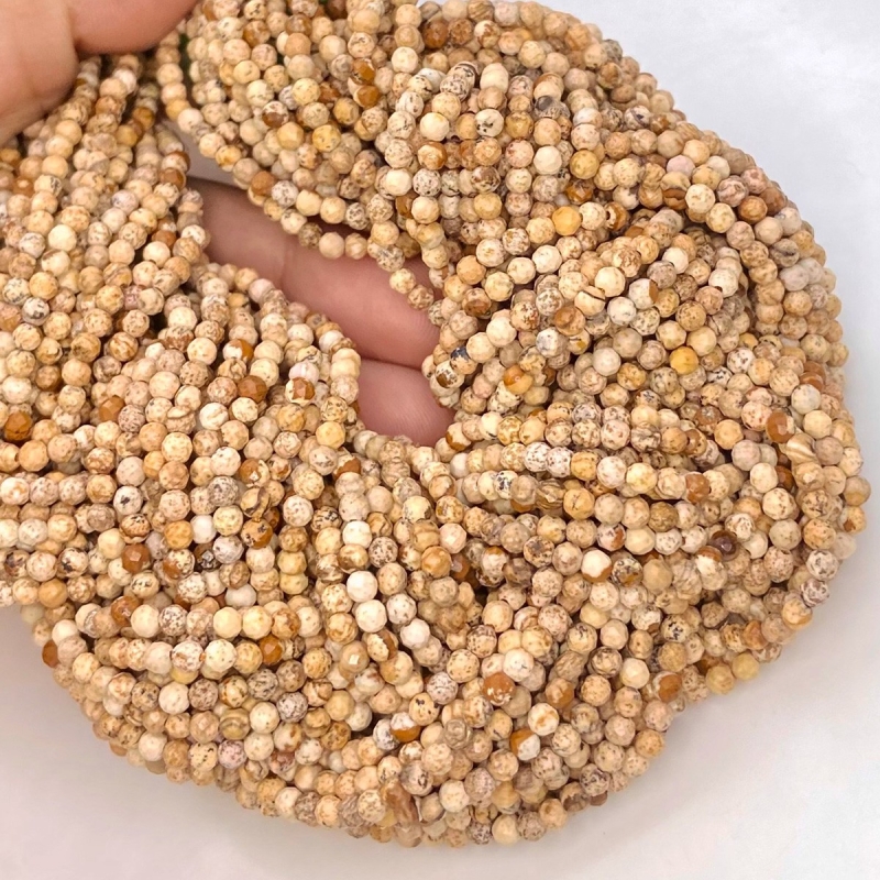 Jasper 2.5-3mm Faceted Round Shape AA Grade Gemstone Beads Strand - Total 1 Strand of 14 Inch.