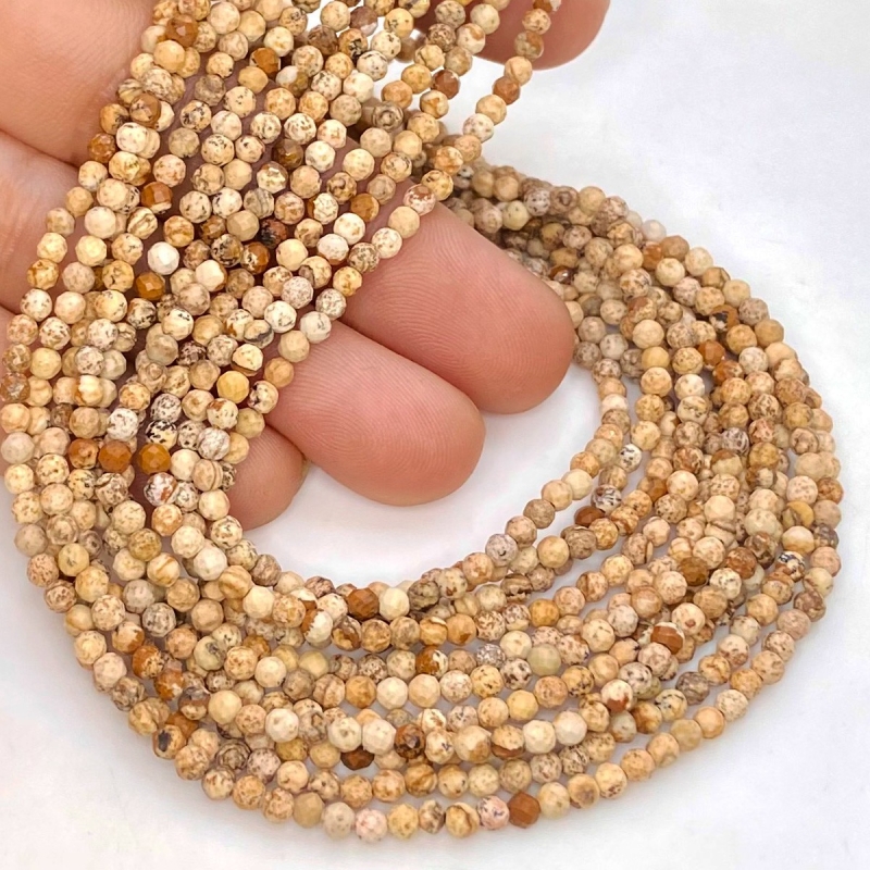 Jasper 2.5-3mm Faceted Round AA Grade Gemstone Beads Strand - 156952