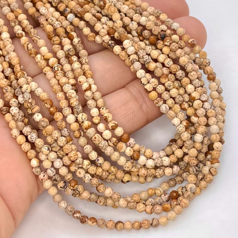 Jasper 2.5-3mm Faceted Round AA Grade Gemstone Beads Strand - 156952