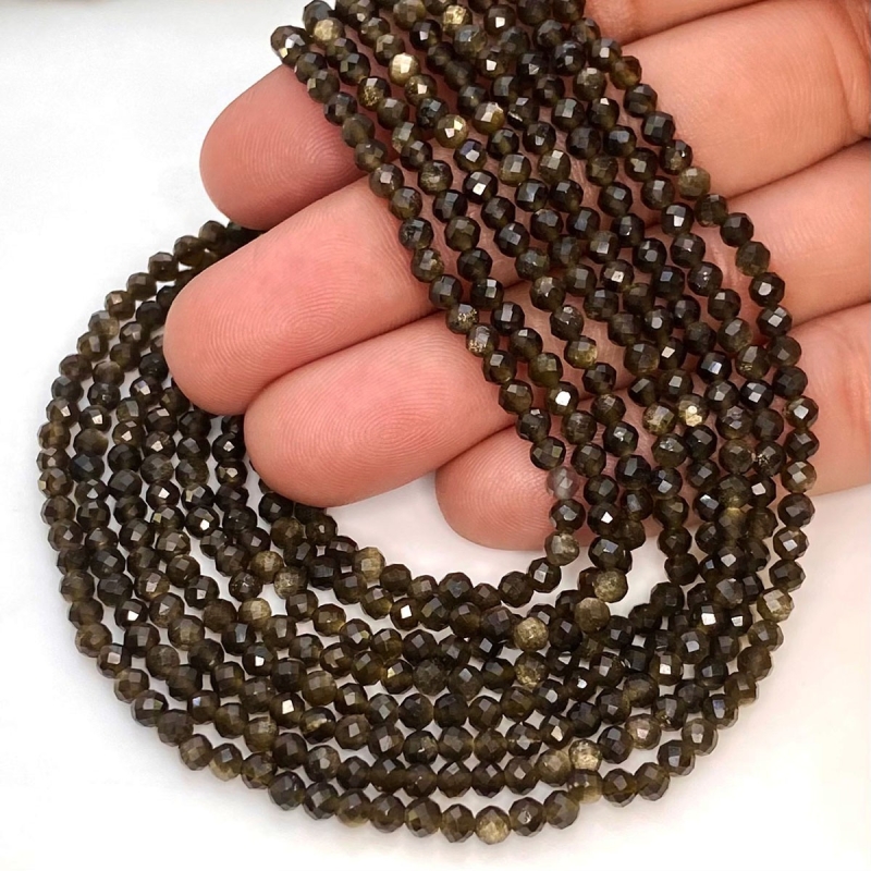 Cats Eye 3mm Faceted Rondelle Shape AAA Grade Gemstone Beads Strand - Total 1 Strand of 13 Inch.