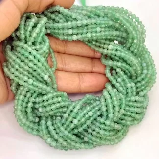 Green Aventurine 3-3.5mm Micro Faceted Round Shape AAA Grade Gemstone Beads Strand - Total 1 Strand of 14 Inch.