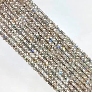 Labradorite 3-3.5mm Micro Faceted Rondelle Shape AAA Grade Gemstone Beads Strand - Total 1 Strand of 14 Inch