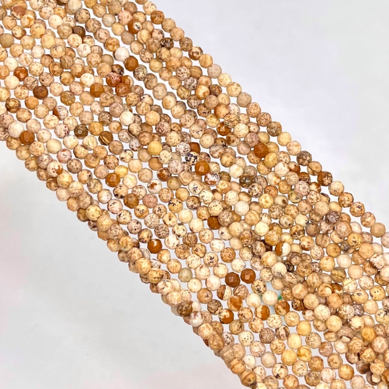 Jasper 2.5-3mm Faceted Round AA Grade Gemstone Beads Strand - 156952