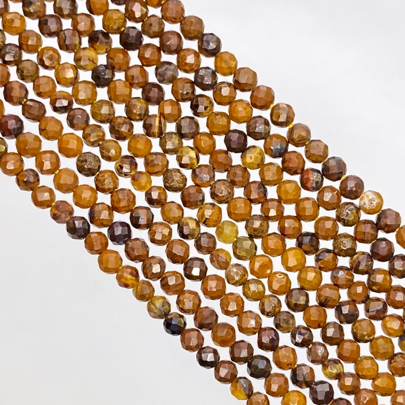 Tiger Eye 3-3.5mm Faceted Round Shape AAA Grade Gemstone Beads Strand - Total 1 Strand of 13 Inch.