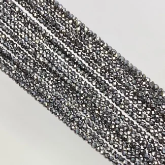 Pyrite 3-3.5mm Faceted Round AAA Grade Gemstone Beads Strand - 156950