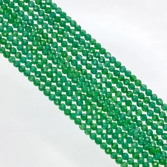 Green Onyx 3-3.5mm Faceted Round Shape AAA Grade Gemstone Beads Strand - Total 1 Strand of 14 Inch.
