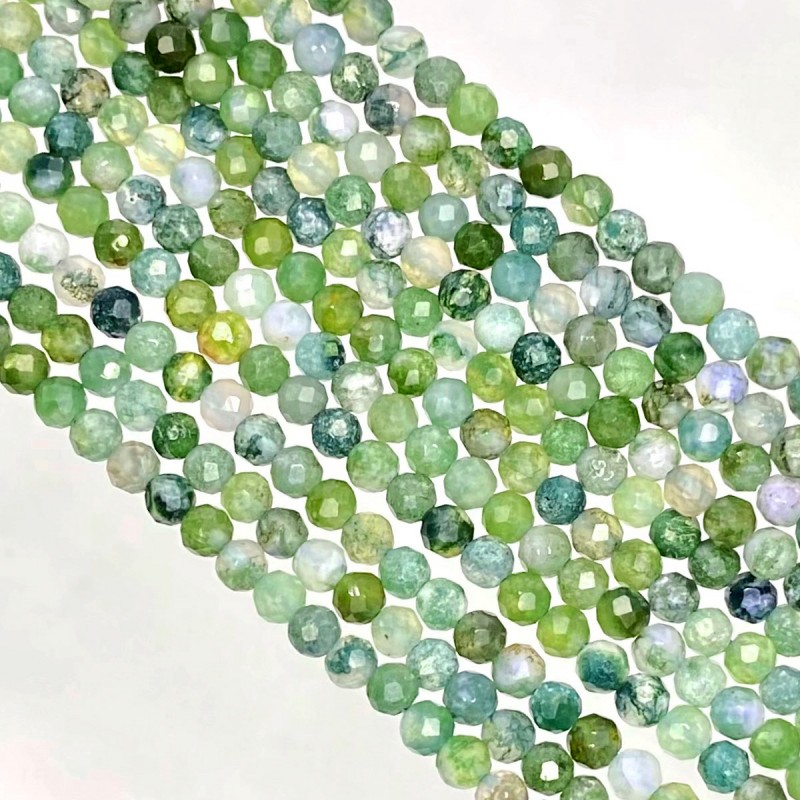 Agate 3mm Micro Faceted Round Shape AA Grade Gemstone Beads Strand - Total 1 Strand of 13 Inch.