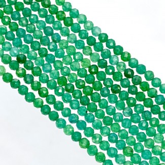 Green Onyx 3-3.5mm Faceted Round Shape AAA Grade Gemstone Beads Strand - Total 1 Strand of 14 Inch.