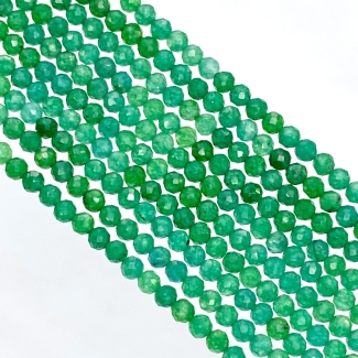 Green Onyx 3-3.5mm Faceted Round AAA Grade Gemstone Beads Strand - 156995