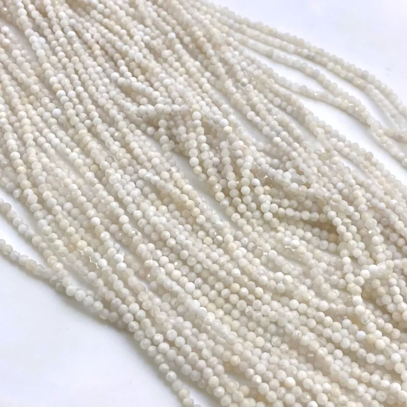 Mother of Pearl 3-3.5mm Faceted Round Shape AAA Grade Gemstone Beads Strand - Total 1 Strand of 14 Inch.