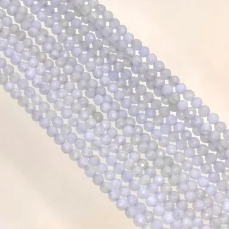 Natural Blue Chalcedony 2mm Faceted Rondelle Shape AAA Grade Gemstone Beads Strand - Total 1 Strand of 13 Inch.